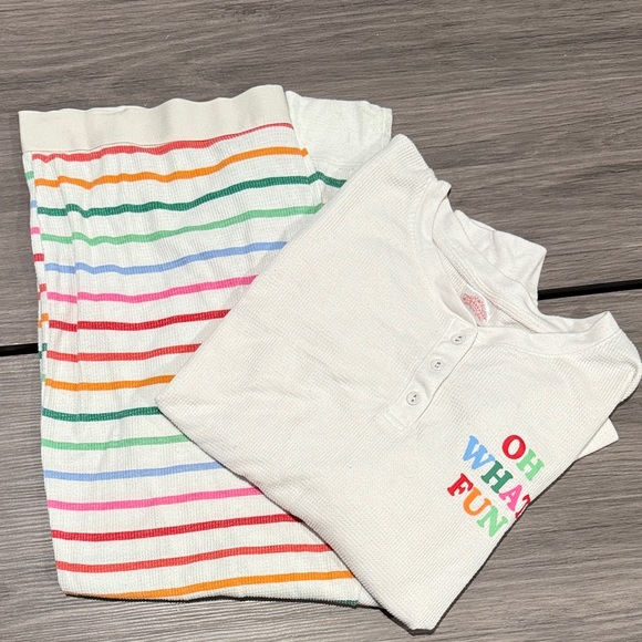 Wondershop White Pajama Set with Colorful Stripes - Picture 1 of 2